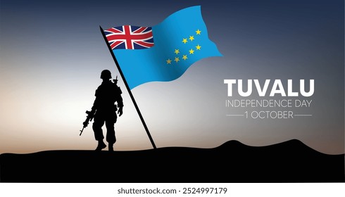Tuvalu independence day solider standing with waving flag vector poster - Powered by Shutterstock - Get 15% off with code: PIKWIZARD15