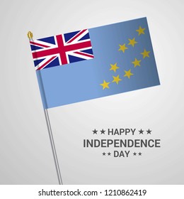 Tuvalu Independence day typographic design with flag vector