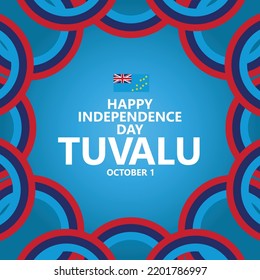 Tuvalu independence day vector template with colorful ribbon flag. Oceanian and Pacific country public holiday celebrated annually on October 1