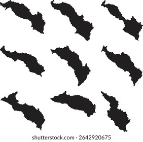Estilo de Vector de silueta negra del mapa de Tuvalu con el fondo blanco