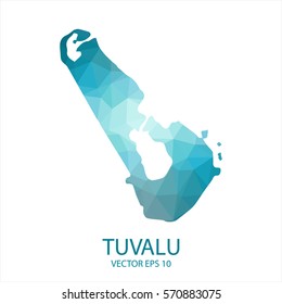 Tuvalu map - blue geometric rumpled triangular low poly style gradient graphic background , polygonal design for your . Vector illustration eps 10.