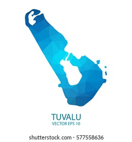 Tuvalu map - blue geometric rumpled triangular low poly style gradient graphic background , polygonal design for your . Vector illustration eps 10.