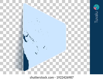 Mapa y bandera de Tuvalu sobre fondo transparente. Destacó a Tuvalu en el mapa del vector azul.