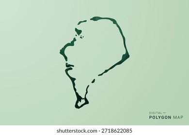 Karte von Tuvalu - Vektorgrafik im Stil eines grünen Polygons, geometrisches Design mit niedrigem Poly und sauberer Silhouette auf weichgrünem Hintergrund.
