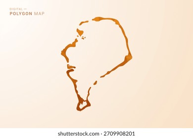 Mapa de Tuvalu - Ilustración vectorial de polígono de polietileno bajo en tono naranja, estilo geométrico limpio, aislado sobre fondo blanco.