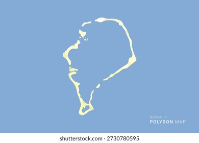 Mapa de Tuvalu en estilo de Vector de polígono bajo, ilustración de forma geométrica con tonos amarillos suaves sobre fondo azul, silueta limpia para infografía.