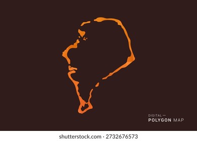 Mapa de Tuvalu - bajo Vector de polígono polivinílico, silueta triangulada geométrica en tonos naranja y marrón oscuro, estilo infográfico moderno limpio, fondo aislado.