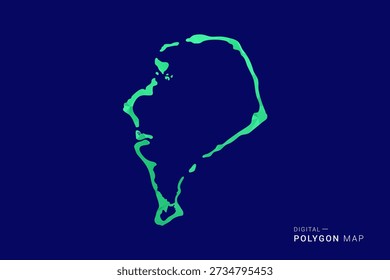 Mapa de Tuvalu - bajo Vector de polígono polivinílico, silueta triangulada geométrica en tonos verdes y azules, estilo moderno limpio, fondo aislado para uso infográfico.