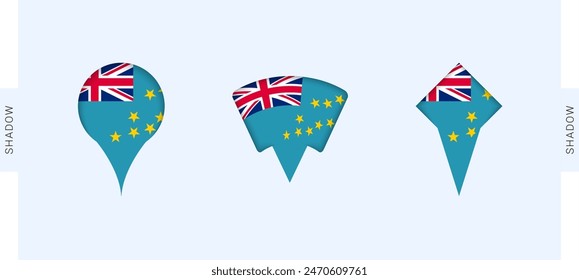 Tuvalu Map Markers Set. Perfect for projects related to Tuvalu, travel, geography, and international representation. Vector collection.