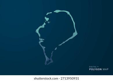 Mapa de Tuvalu - Ilustración vectorial de estilo polígono con degradado azul azulado, diseño geométrico de bajo poliéster, inspirado en digital y Tecnología, silueta limpia sobre fondo oscuro.
