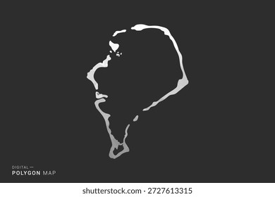 Mapa de Tuvalu - Ilustración vectorial de estilo polígono en diseño geométrico de bajo poli negro, gris y blanco, silueta mínima, aislado para infografía.