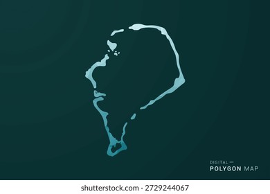 Tuvalu Map - Polygon style vector illustration in green and blue low poly geometric design, clean minimal silhouette for infographic.