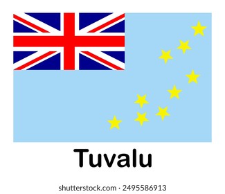 Tuvalu national flag. Banner, state symbol, flagpole.