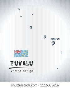 Tuvalu national vector drawing map on white background
