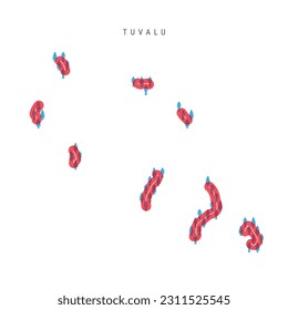 Tuvalu population map. Stick figures Ellice Islands people map with bold red translucent country border. Pattern of men and women icons. Isolated vector illustration. Editable stroke.