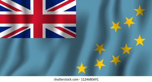 Tuvalu realistic waving flag vector illustration. National country background symbol. Independence day.
