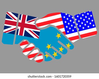 Tuvalu and USA flags Handshake vector
