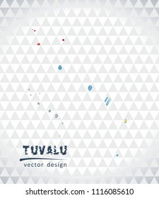 Tuvalu vector map with flag inside isolated on a white background. Sketch chalk hand drawn illustration
