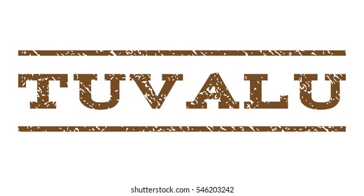 Tuvalu watermark stamp. Text caption between horizontal parallel lines with grunge design style. Rubber seal stamp with unclean texture. Vector brown color ink imprint on a white background.
