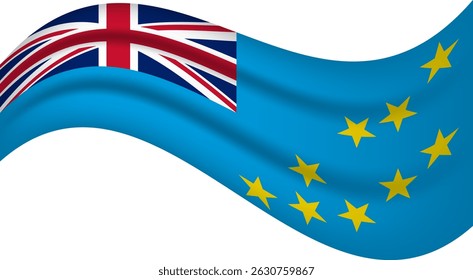 Tuvalu wavy flag, waving flag vector illustration