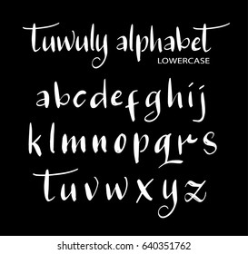Tuwuly vector alphabet lowercase characters. Good use for logotype, cover title, poster title, letterhead, body text, or any design you want. Easy to use, edit or change color. 