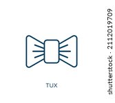 tux icon. Thin linear tux outline icon isolated on white background. Line vector tux sign, symbol for web and mobile