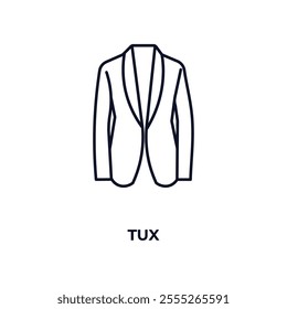 tux outline icon. Linear vector from fashion concept. Thin line tux icon isolated on white background