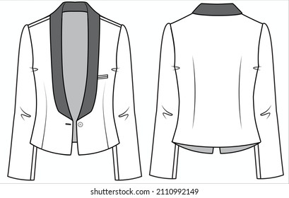 TUXEDO BLAZER CON HEMLINA ANGULAR PARA LAS MUJERES EMPRESAS UTILIZADAS EN EL ARCHIVO DE VECTOR EDITORIAL