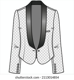 TUXEDO BLAZER EN PATRÓN COMPROBADO CON HEMLINA CURVA PARA MUJERES EMPRESARIAS UTILIZADAS EN ARCHIVO DE VECTOR EDITORIAL