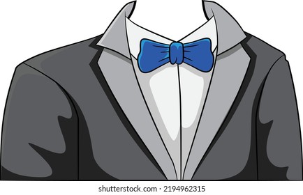 Tuxedo with blue bow- Which can be used as accessories, traits, assets, which could be placed on any head character and use it as traits for your nft collection.