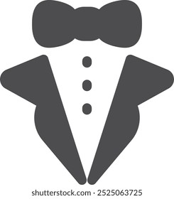 Tuxedo and bow black icon. Black tie party symbol