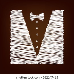 Tuxedo with bow icon. Vector illustration with chalk effect