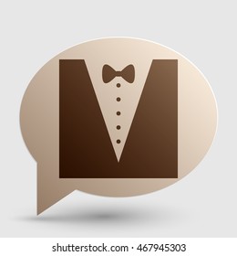 Tuxedo with bow silhouette. Brown gradient icon on bubble with shadow.
