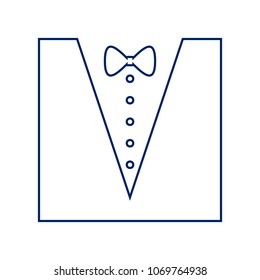 Tuxedo with bow silhouette. Vector. Flat style black icon on white.