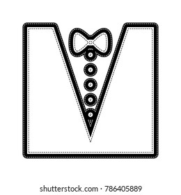 Tuxedo with bow silhouette. Vector. Flat style black icon on white.