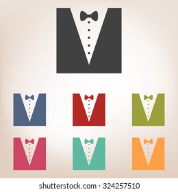 Tuxedo with bow silhouette. Vector illustration