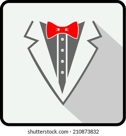 tuxedo with bow tie. flat style
