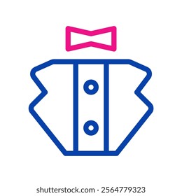 Tuxedo with bow tie icon. Concept of formal wear, wedding, and celebration.