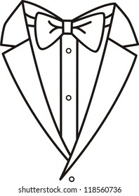  tuxedo with bow tie on a  white background