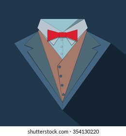 Tuxedo with a bow tie. Stock vector illustration.