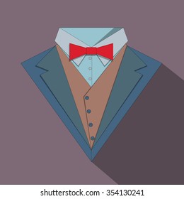 Tuxedo with a bow tie. Stock vector illustration.