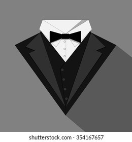 Tuxedo with a bow tie. Stock vector illustration.