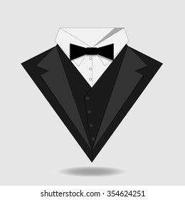 Tuxedo with a bow tie. Stock vector illustration.