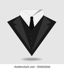 Tuxedo with a bow tie. Stock vector illustration.