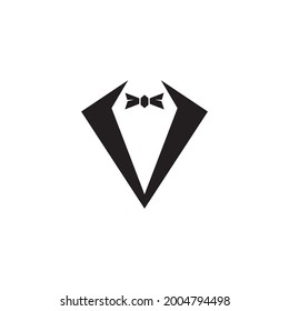 Tuxedo With Bowtie Logo Design Vector Template