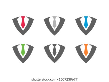 Tuxedo or business suit logo template, tie design concept - Vector