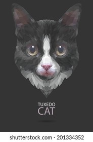 Tuxedo cat vector polygon geometric