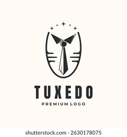 tuxedo dress vintage logo vector minimalist illustration design, elegant tuxedo design