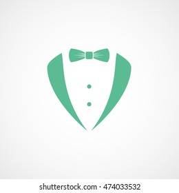 Tuxedo Gentleman Green Flat Icon On White Background