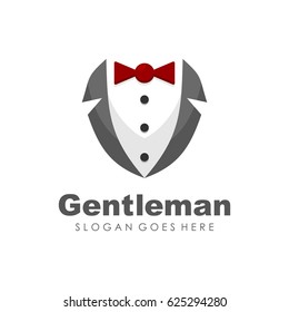 Tuxedo gentleman logo design vector